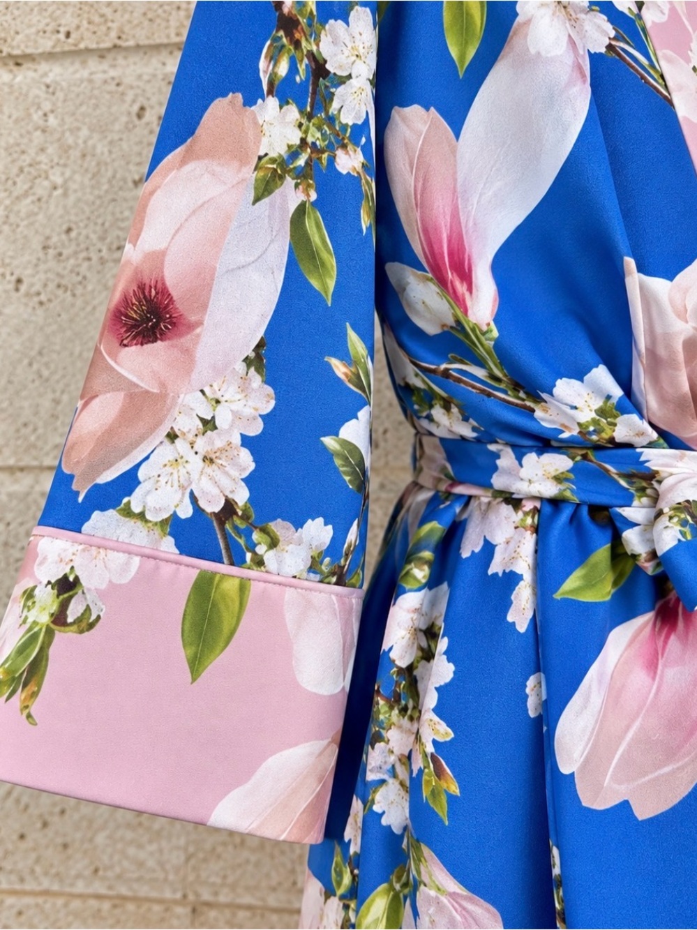 Ted Baker Amaree Blue Floral Pleat-Back Kimono Jacket + Cami l US Size 4 - Picture 3 of 15